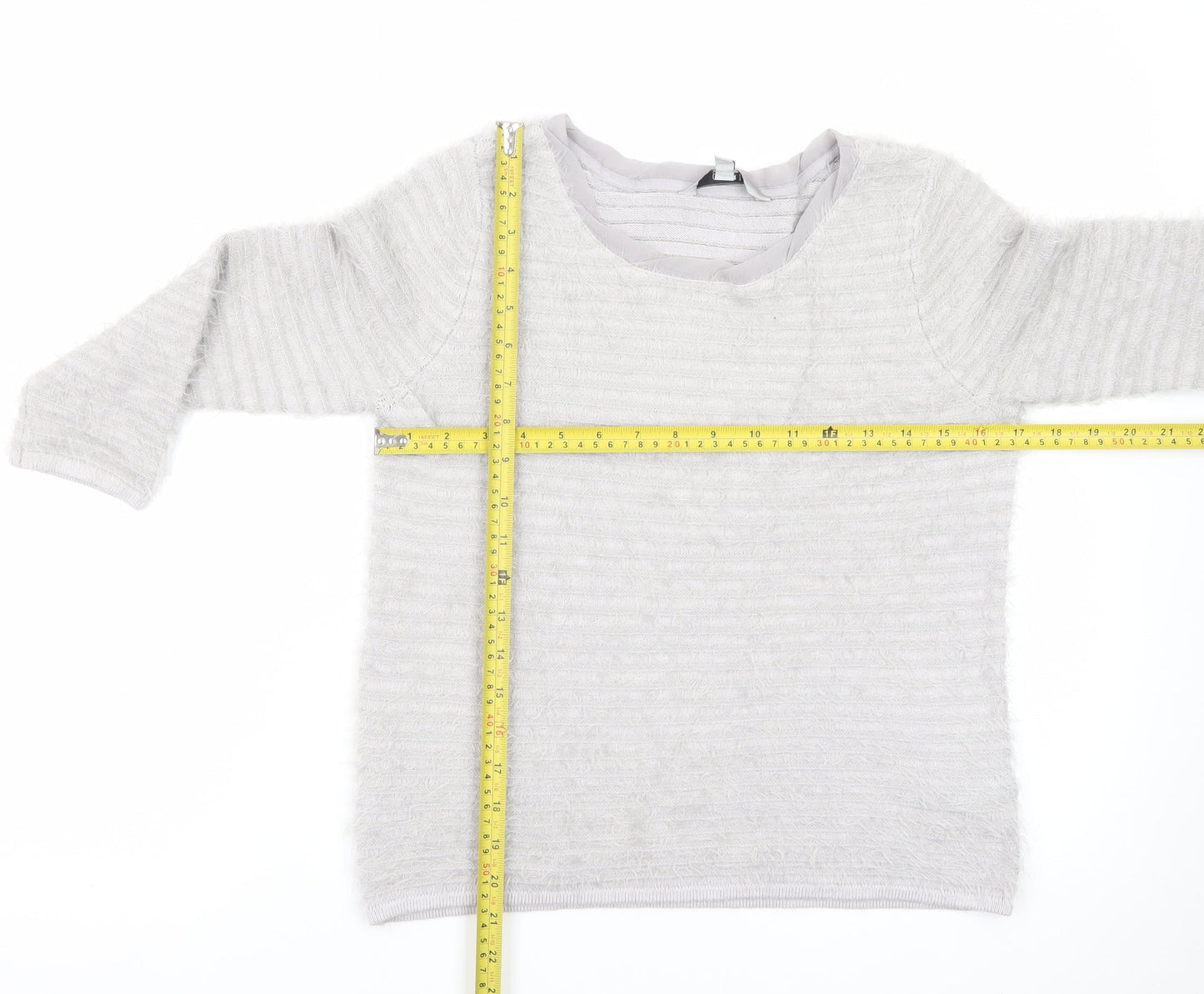 Coast Women’s Grey Scoop Neck 3/4 Sleeve Pullover Jumper Size S