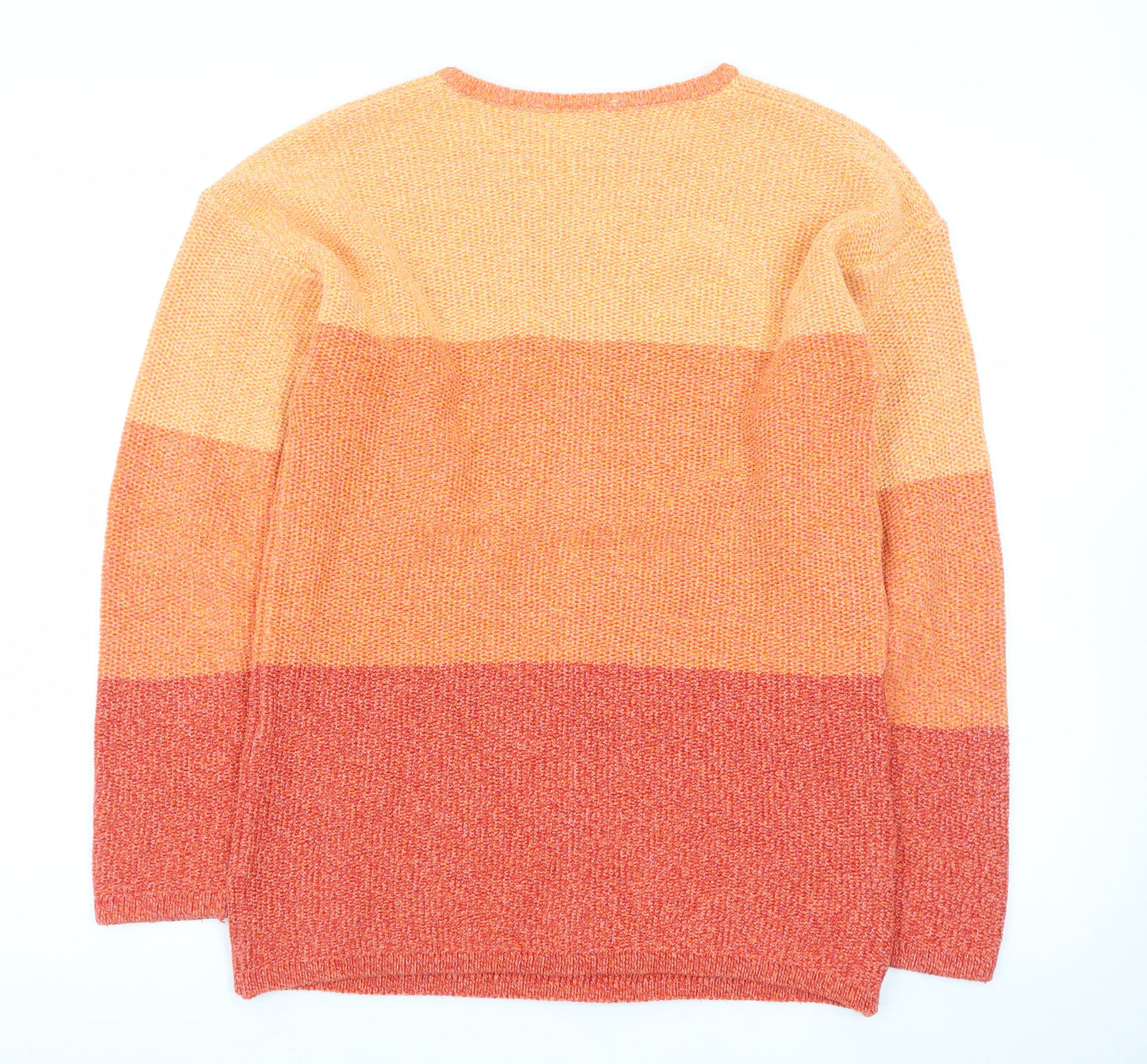 Laura Ashley Women’s Orange Striped V-Neck Cotton Blend Jumper Size S