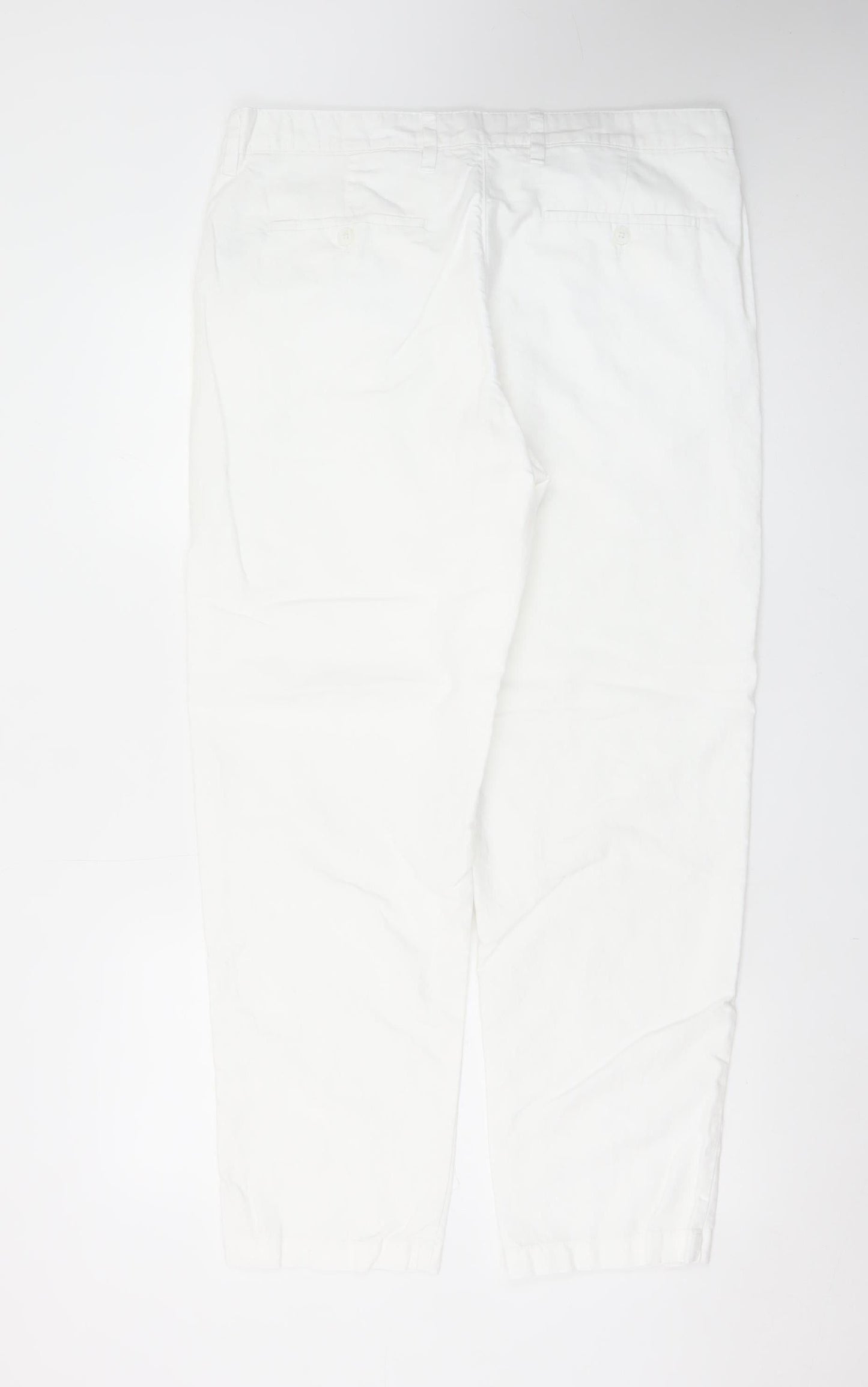 Marks and Spencer Women White Linen Blend Tapered Trousers Size 36/31