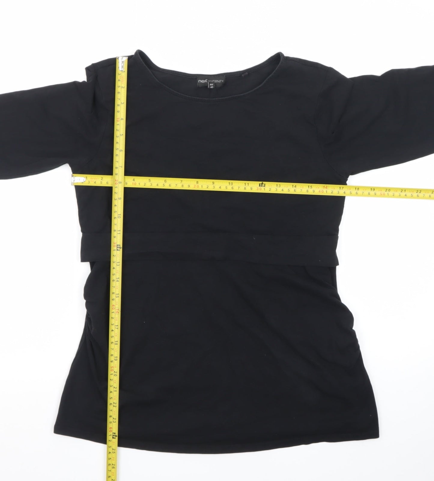 Next Women Black 3/4 Sleeve Tunic Blouse Size 12 Cotton Blend