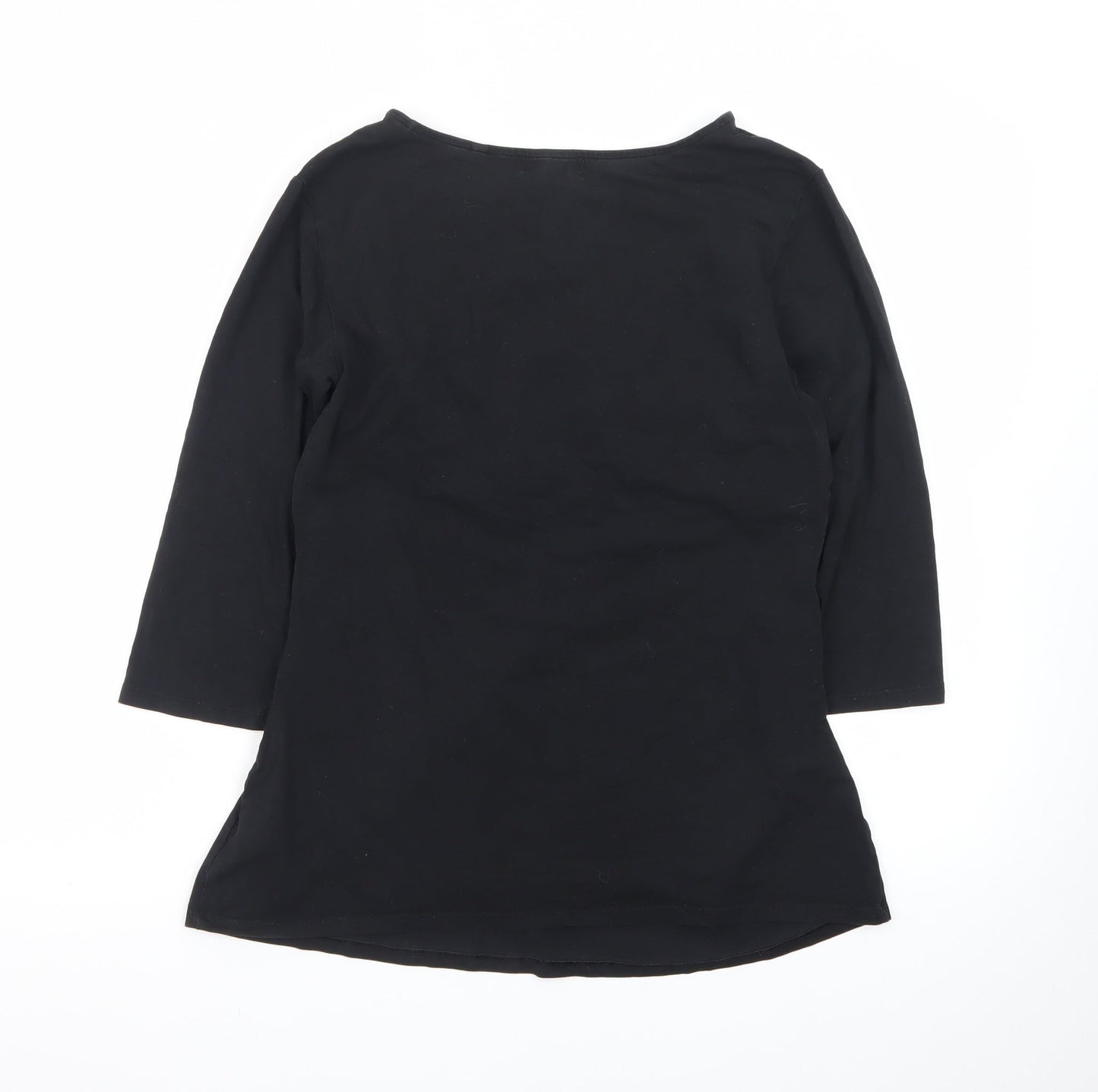 Next Women Black 3/4 Sleeve Tunic Blouse Size 12 Cotton Blend