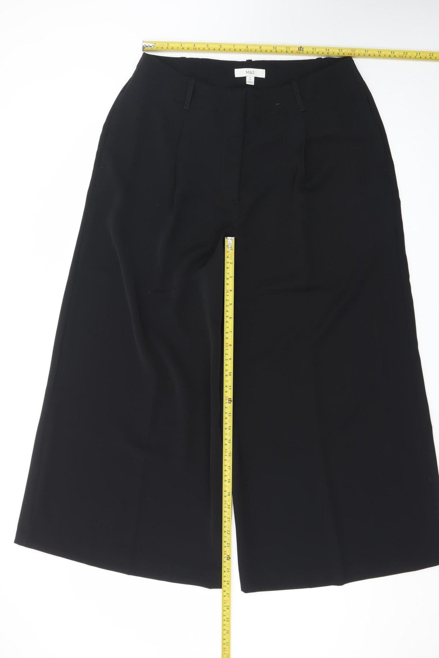 Marks and Spencer Women’s Black Wide-Leg Cropped Trousers Size 16