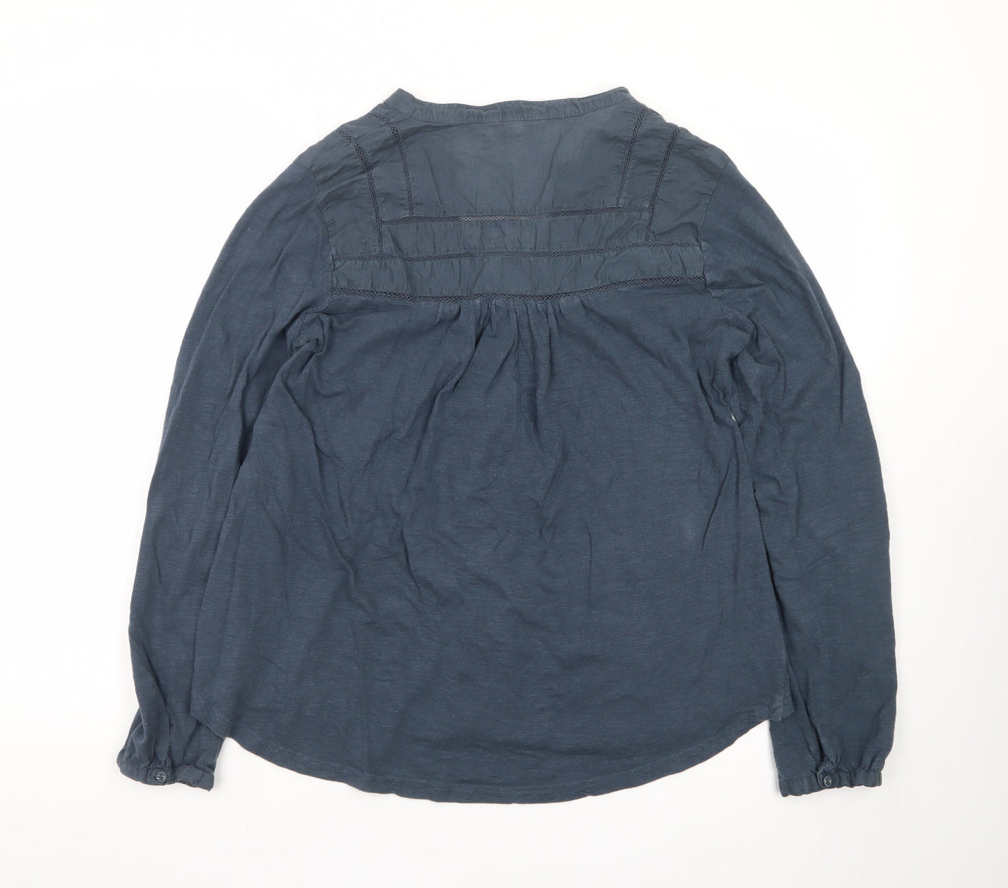 White Stuff Women's Blue Cotton Tunic Blouse Size 14 Long Sleeve
