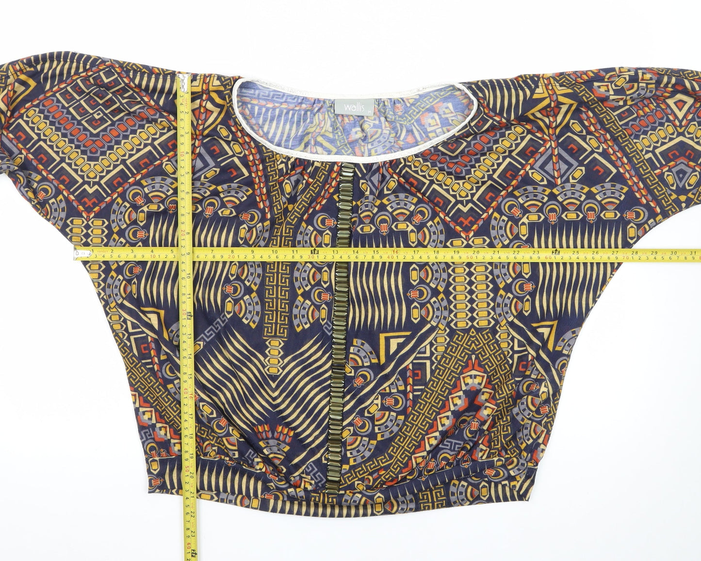 Wallis Women’s Multicoloured Tribal Cropped Blouse Size M