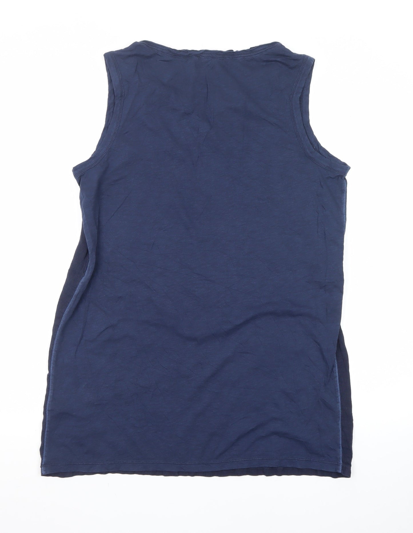 White Stuff Women's Blue Linen Cotton Sleeveless Shift Dress UK 12