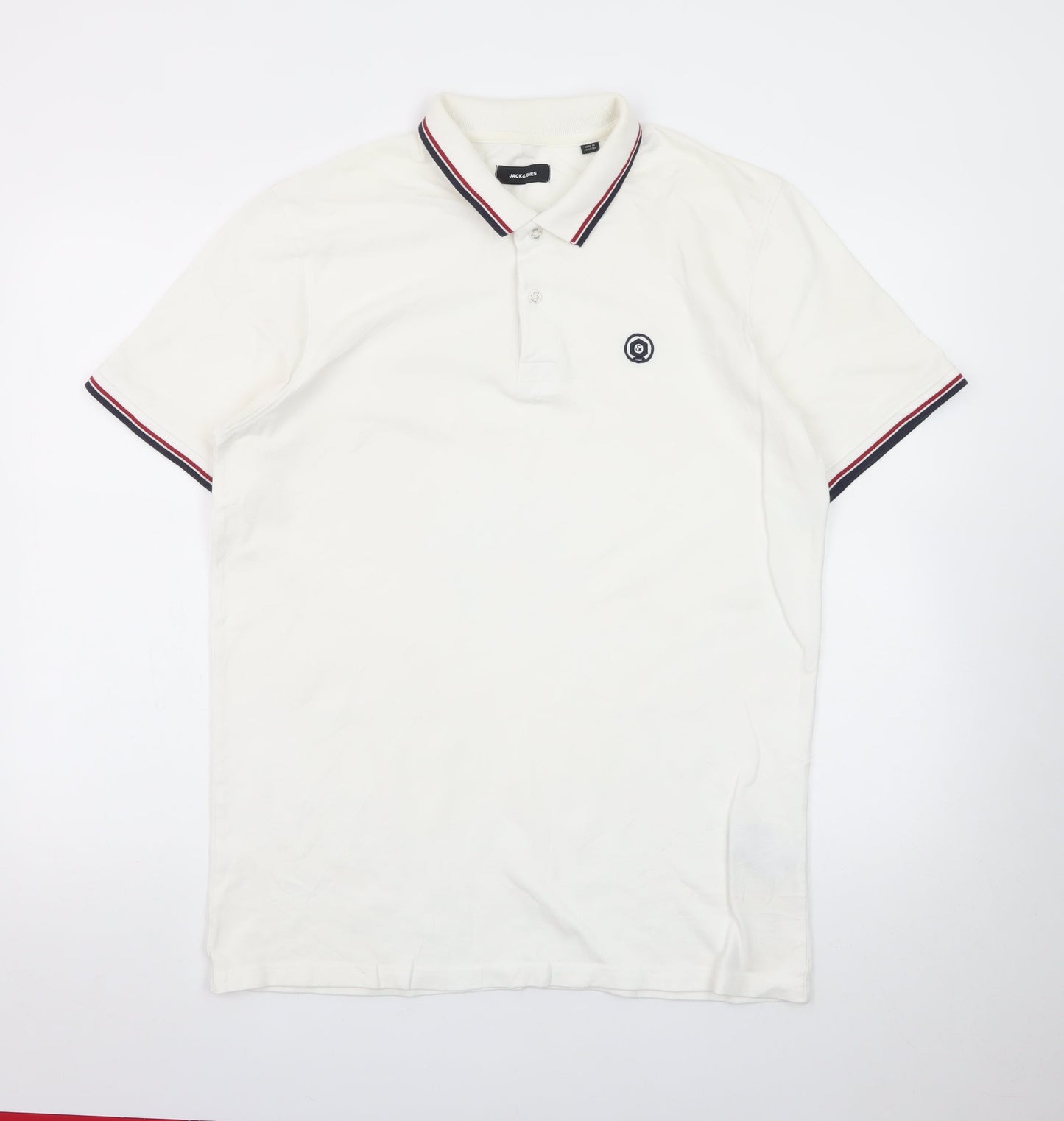 Jack & Jones Men's White XL Polo Shirt Short Sleeve Classic Fit