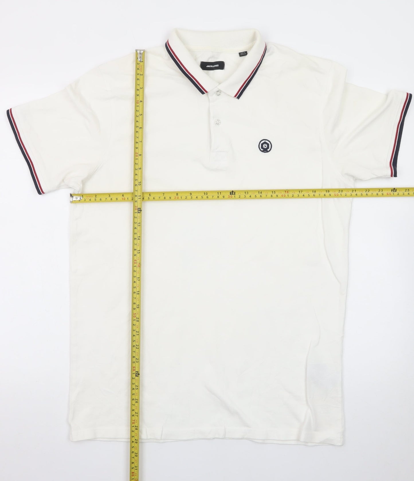 Jack & Jones Men's White XL Polo Shirt Short Sleeve Classic Fit
