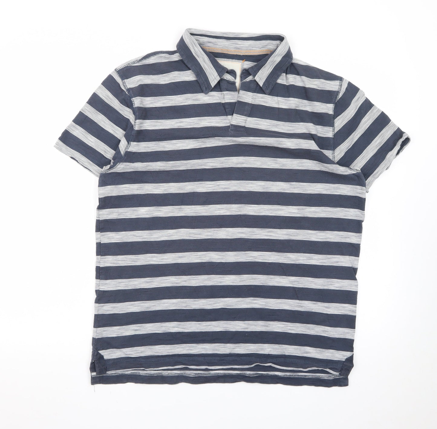 Marks and Spencer North Coast Men's Blue Striped Cotton Polo Shirt M