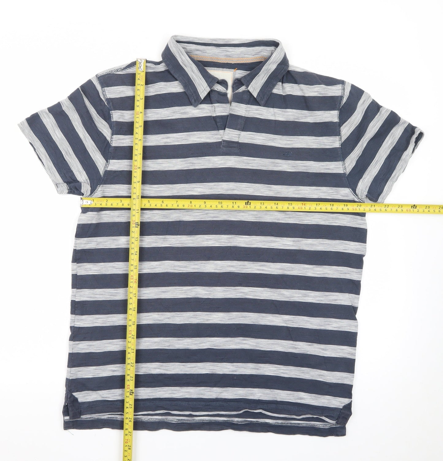 Marks and Spencer North Coast Men's Blue Striped Cotton Polo Shirt M
