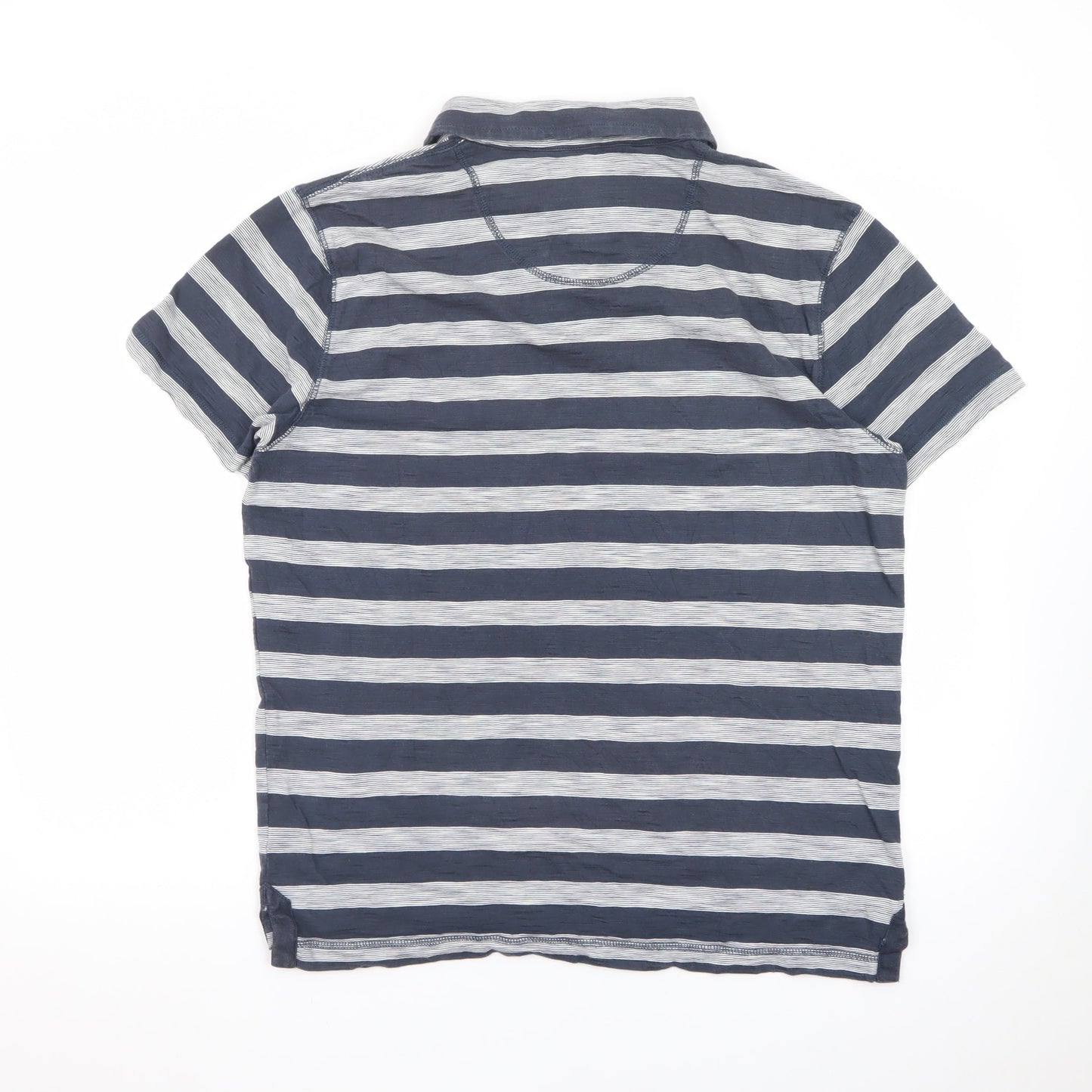 Marks and Spencer North Coast Men's Blue Striped Cotton Polo Shirt M