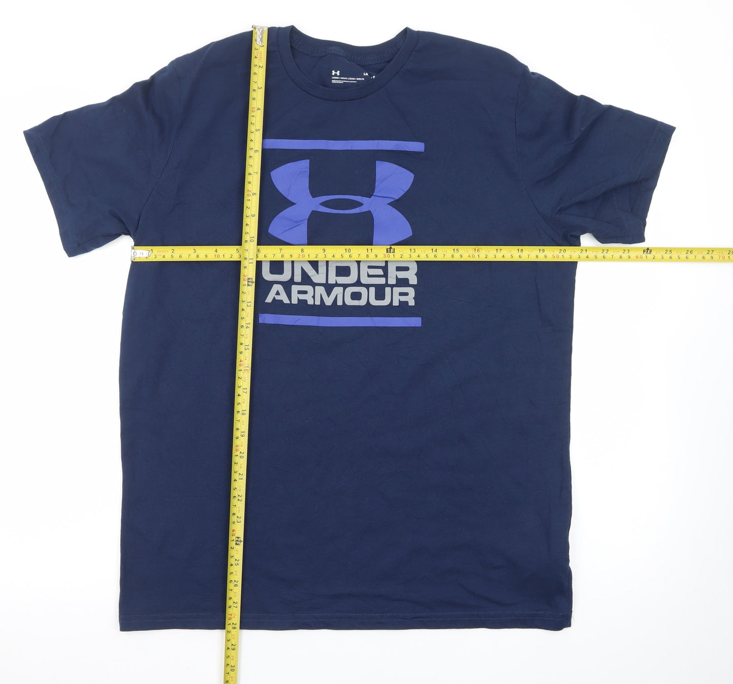 Under Armour Men's Navy Blue Loose Fit Crew Neck Logo T-Shirt Size L