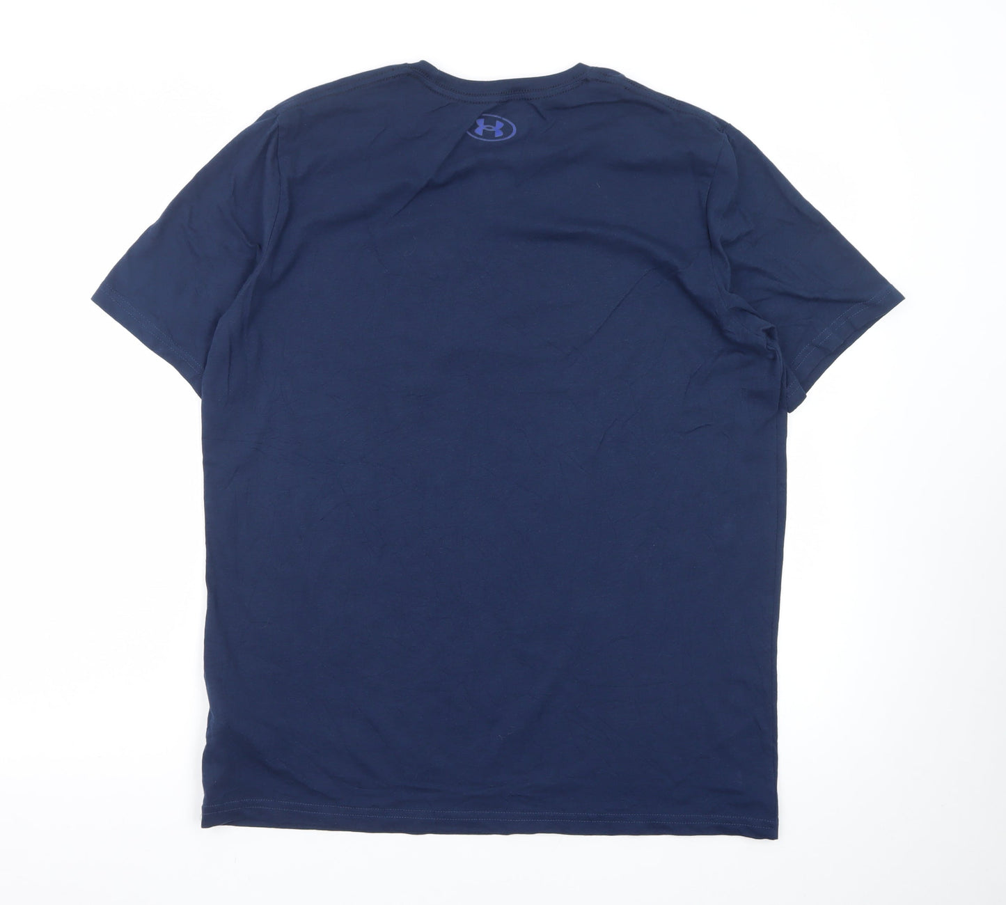 Under Armour Men's Navy Blue Loose Fit Crew Neck Logo T-Shirt Size L
