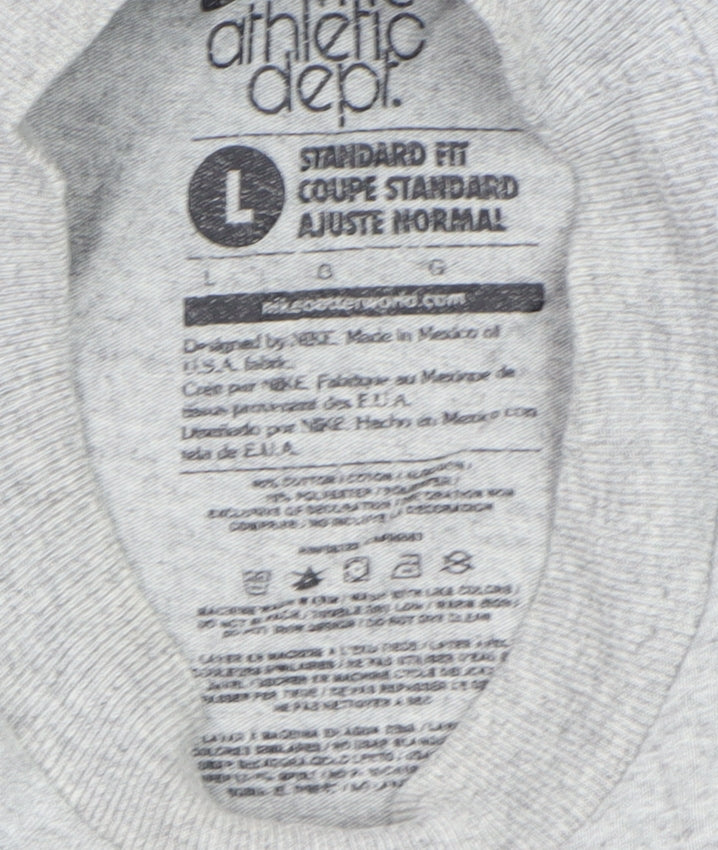 Nike Women Grey Cropped Sports T-Shirt L Short Sleeve Cotton Blend