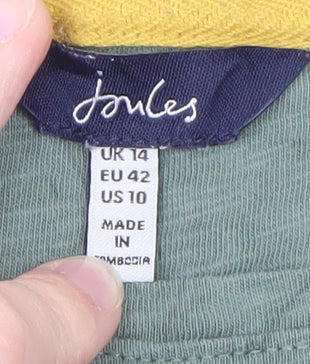 Joules Womens Green Bee Embroidered Long Sleeve Cotton T-Shirt UK 14