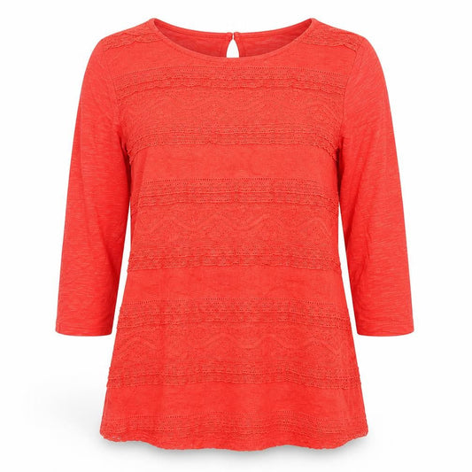 Front view of Dorothy Perkins Women's Red Lace Tunic Blouse, size 12