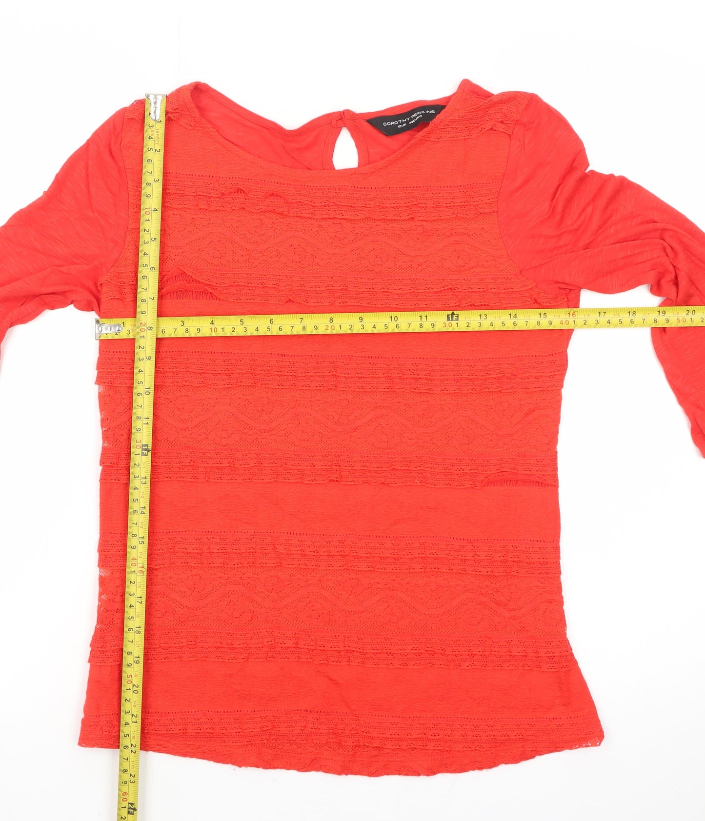 Dorothy Perkins Women's Red Lace Tunic Blouse Size 12