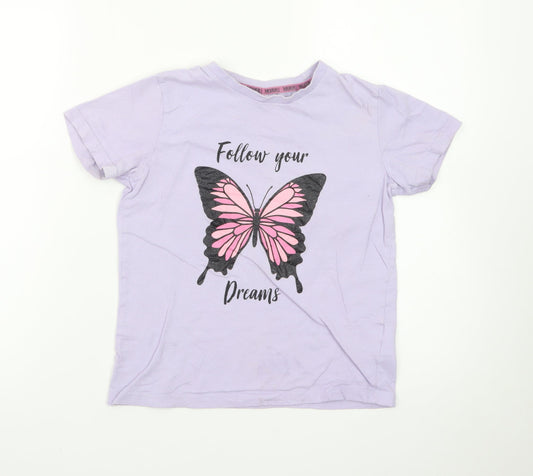Threadgirls Girls Purple Butterfly Graphic T-Shirt 9-10 Years Casual Cotton