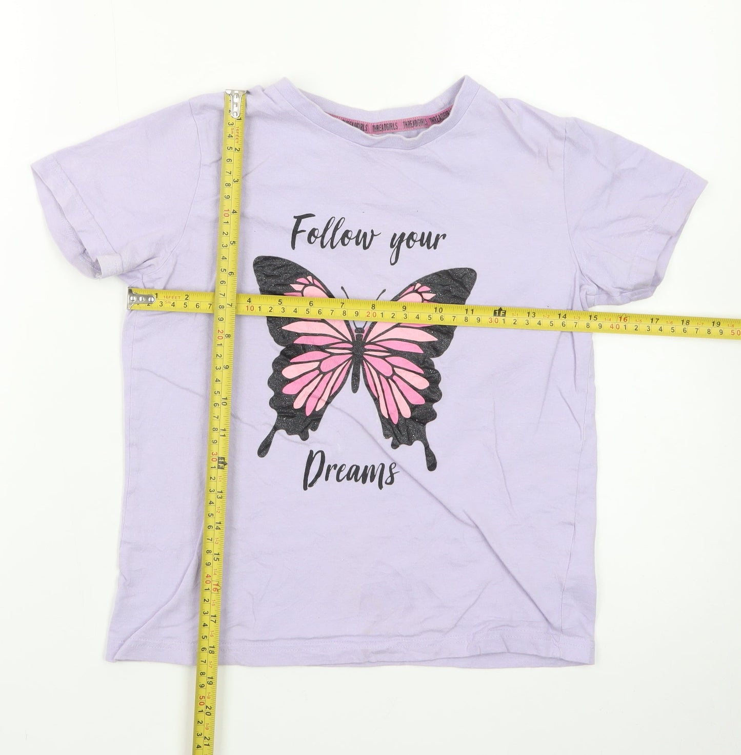 Threadgirls Girls Purple Butterfly Graphic T-Shirt 9-10 Years Casual Cotton