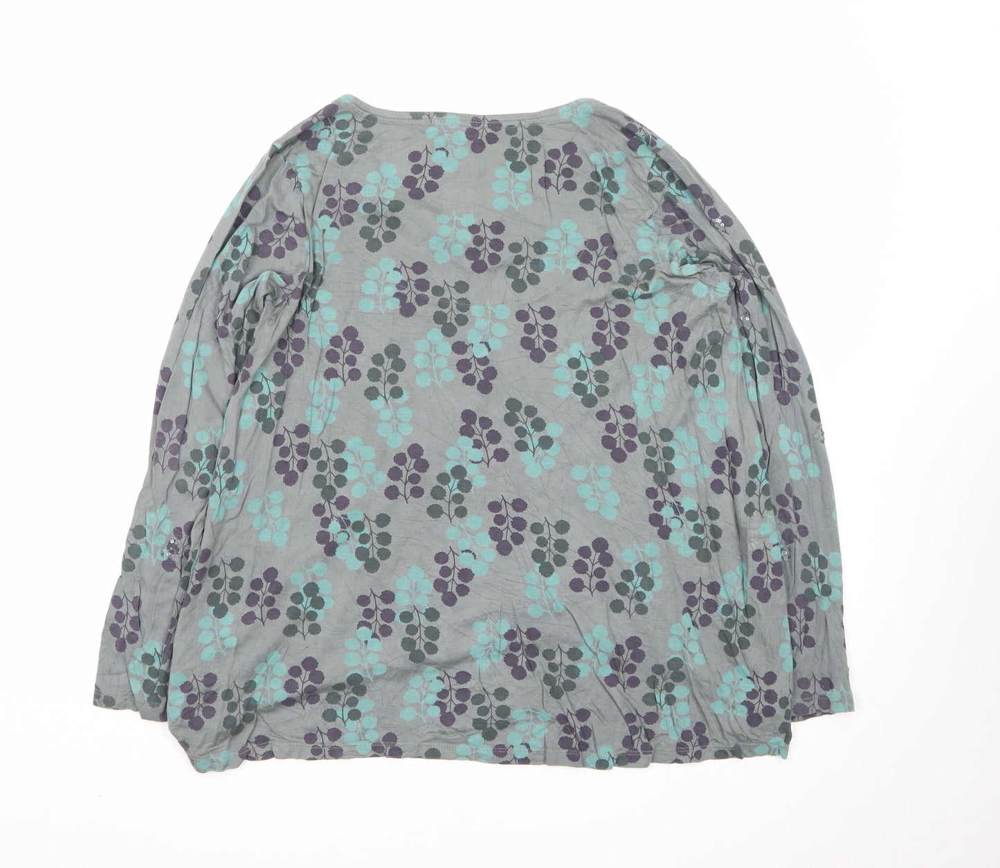 White Stuff Women's Grey Floral Cotton Tunic Blouse UK 10