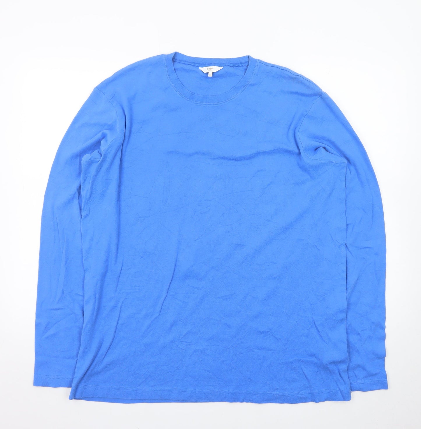 Cotton Traders Men's Blue Long Sleeve Crew Neck 2XL T-Shirt