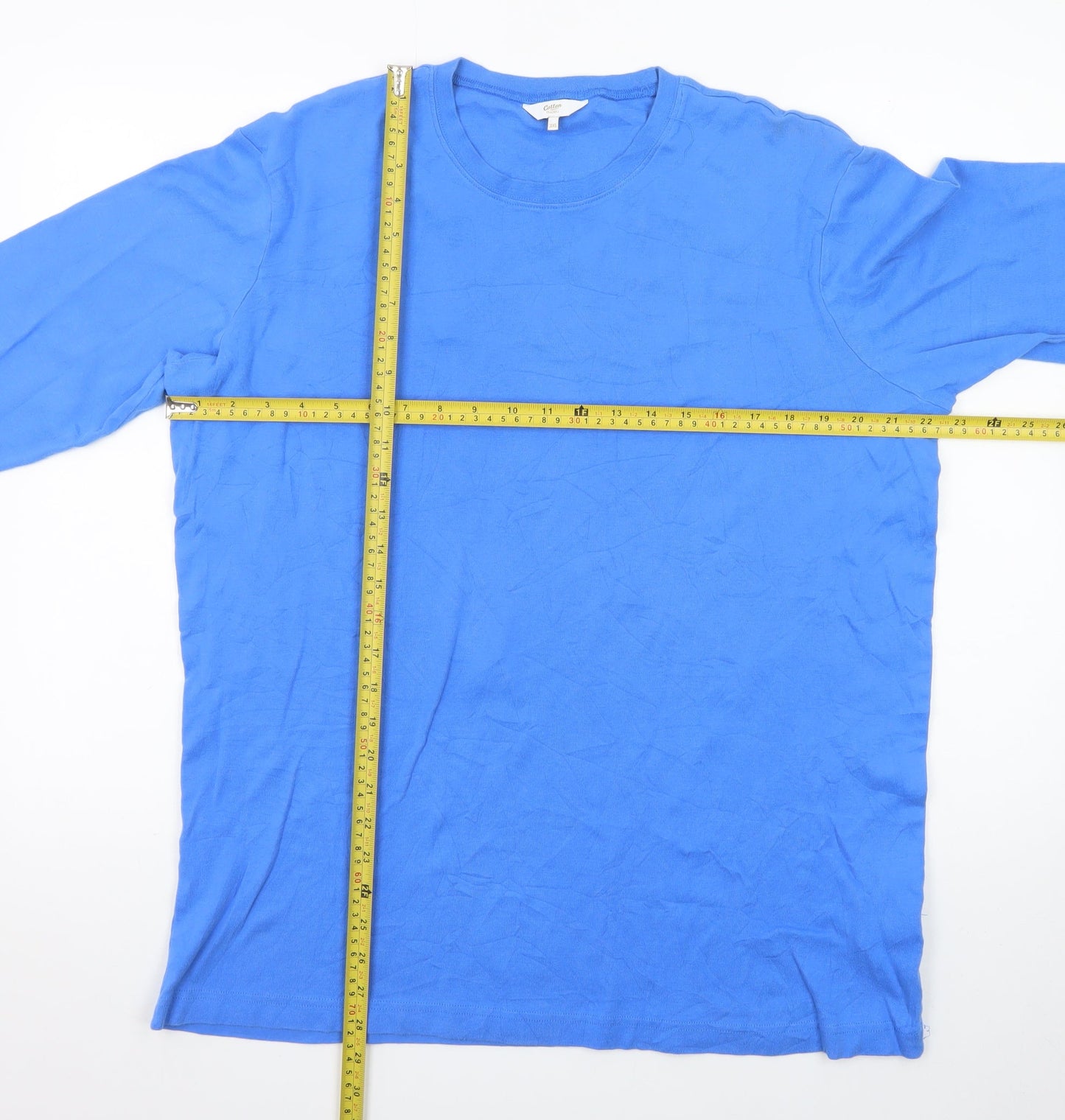 Cotton Traders Men's Blue Long Sleeve Crew Neck 2XL T-Shirt