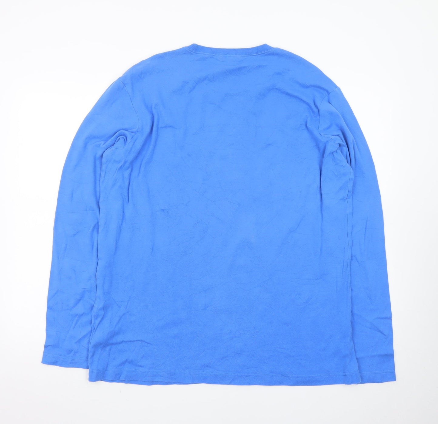 Cotton Traders Men's Blue Long Sleeve Crew Neck 2XL T-Shirt