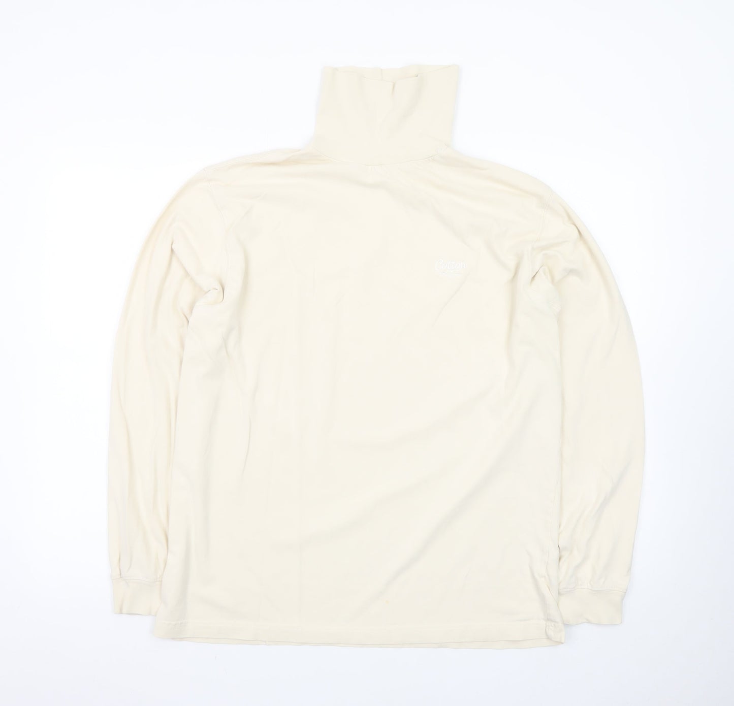 Cotton Traders Men's Beige Long Sleeve Roll Neck T-Shirt Size M