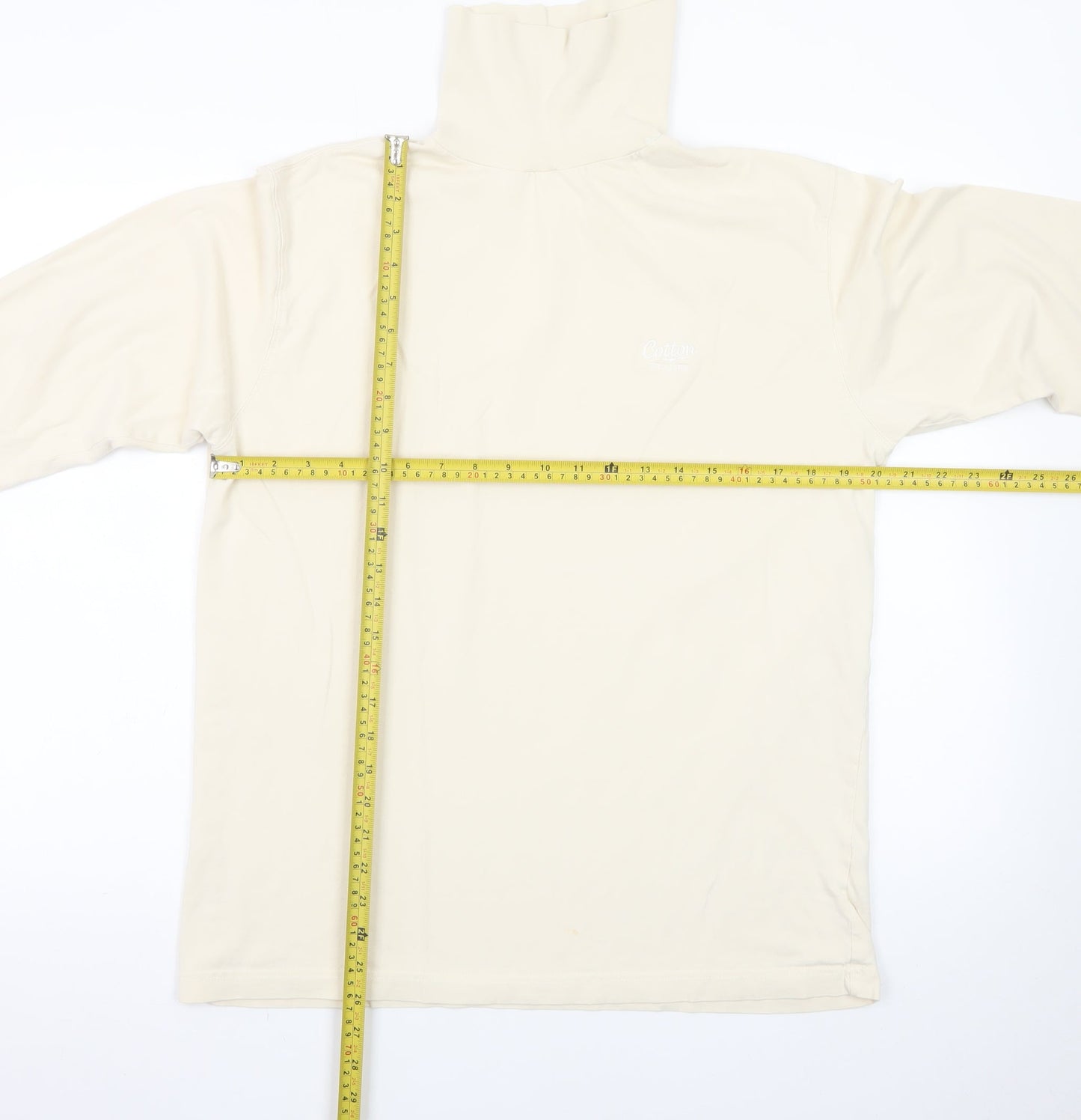 Cotton Traders Men's Beige Long Sleeve Roll Neck T-Shirt Size M