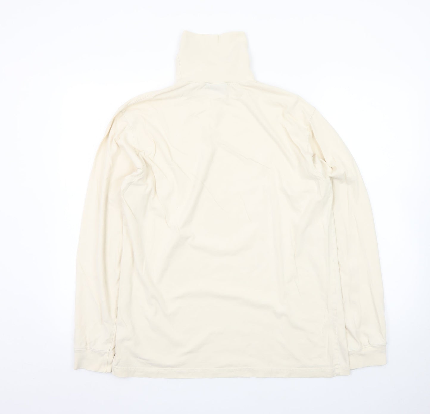 Cotton Traders Men's Beige Long Sleeve Roll Neck T-Shirt Size M