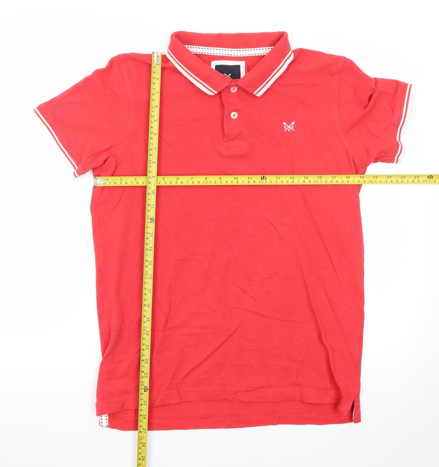 Crew Clothing Company Men's Red Short Sleeve Cotton Polo Shirt M