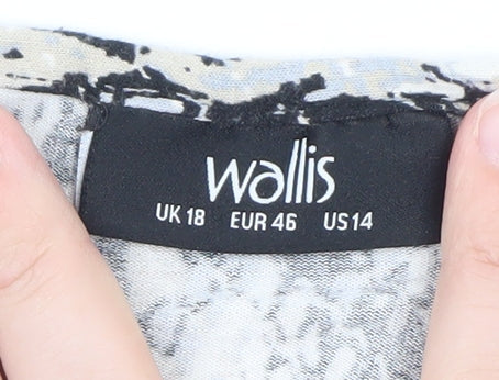 Wallis Womens Black Snake Print Tunic Blouse Size 18