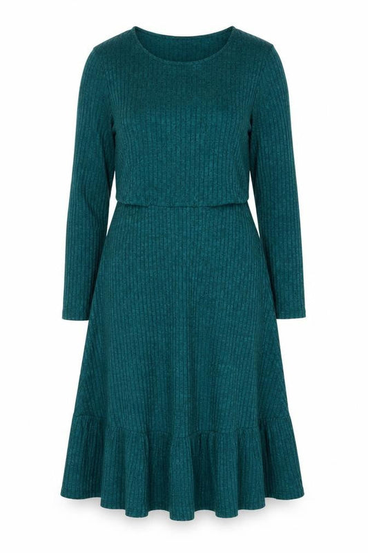 Bloomchic Women Green Size 14 Knit Midi Fit & Flare Dress