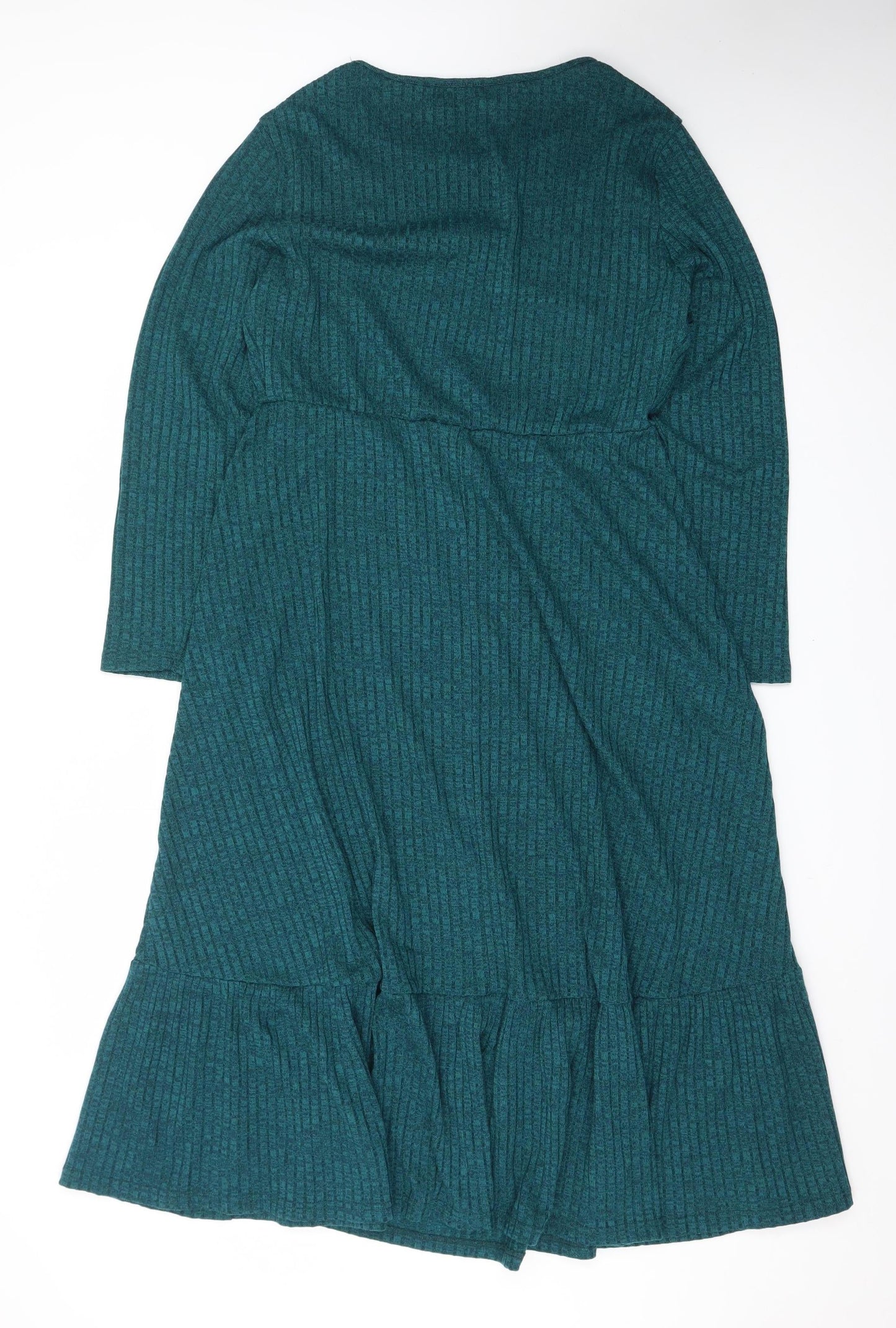Bloomchic Women Green Size 14 Knit Midi Fit & Flare Dress