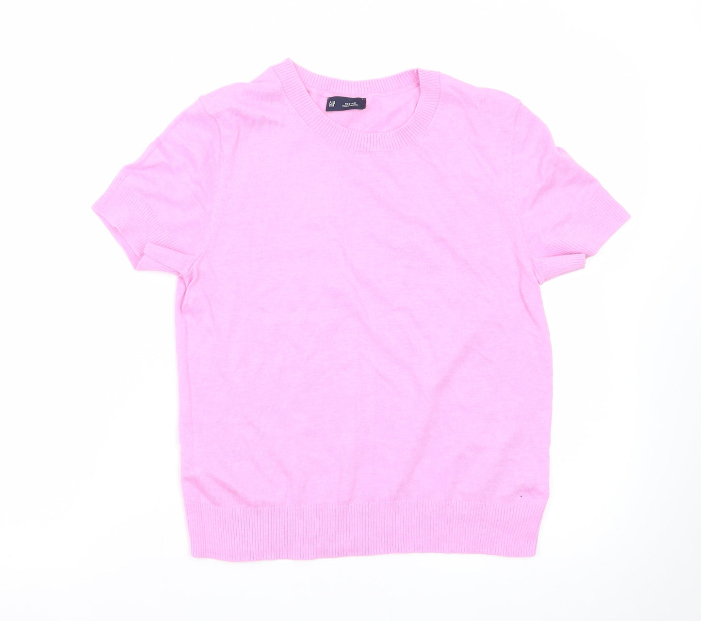 GAP Women's Pink Cotton Crew Neck Short Sleeve Pullover Jumper Size M