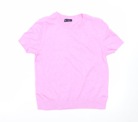 GAP Women's Pink Cotton Crew Neck Short Sleeve Pullover Jumper Size M
