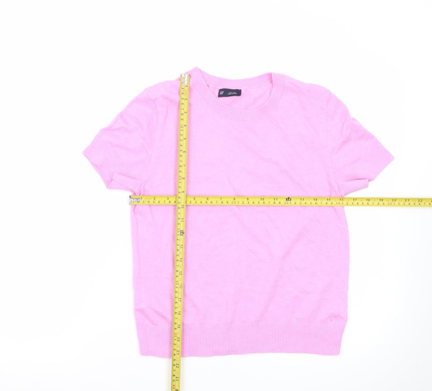 GAP Women's Pink Cotton Crew Neck Short Sleeve Pullover Jumper Size M