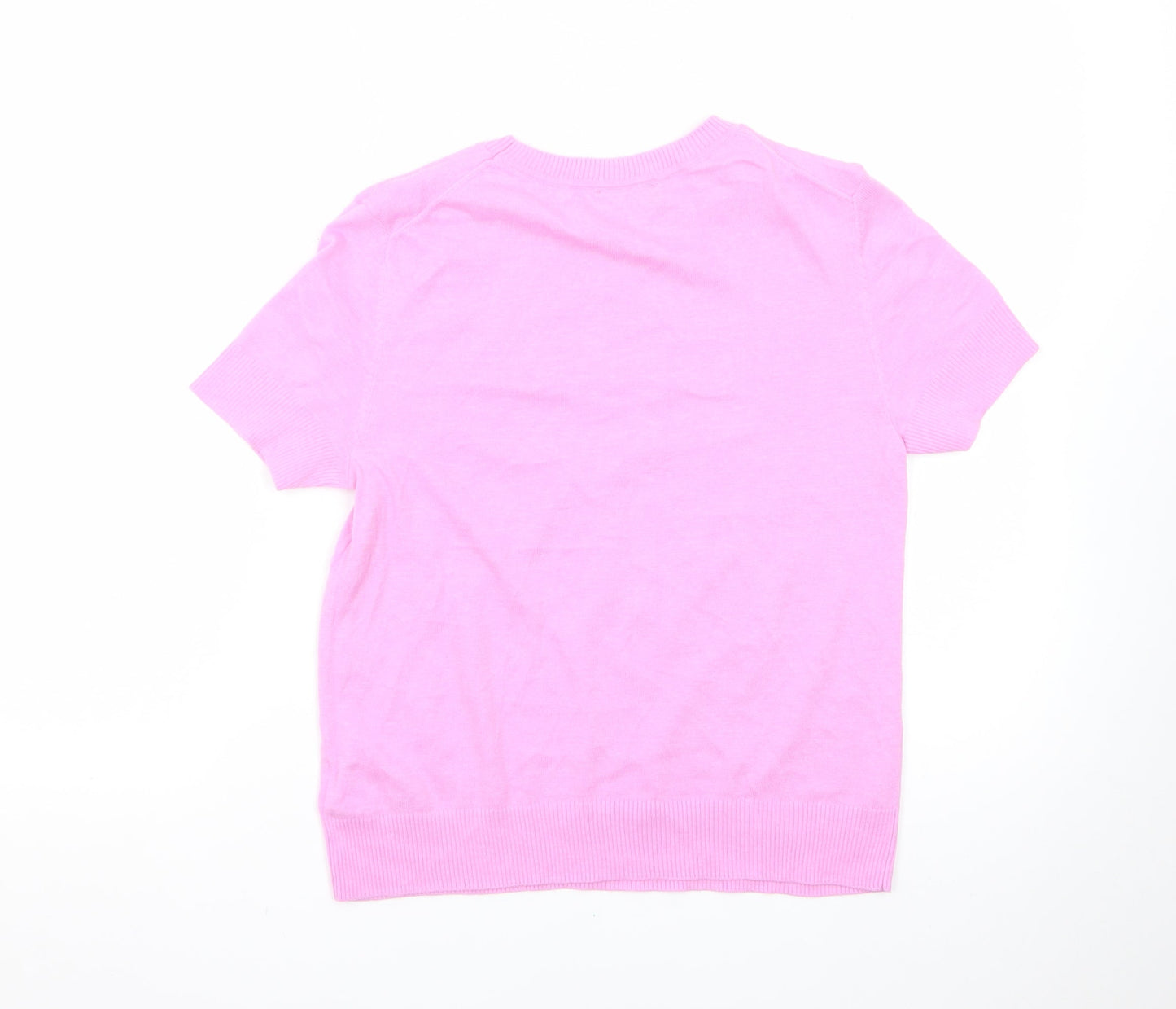 GAP Women's Pink Cotton Crew Neck Short Sleeve Pullover Jumper Size M