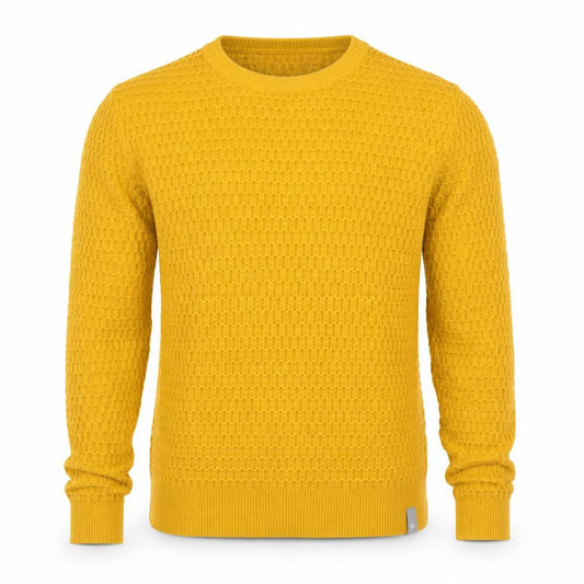 AT.P.CO Men's Yellow Waffle Knit Wool Pullover Jumper Size S