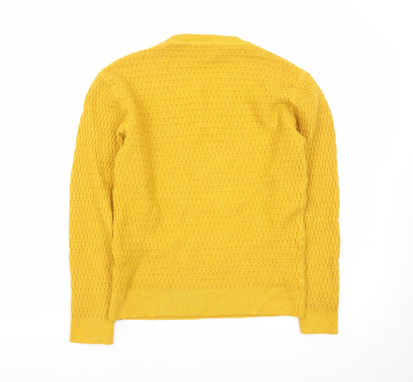 AT.P.CO Men's Yellow Waffle Knit Wool Pullover Jumper Size S