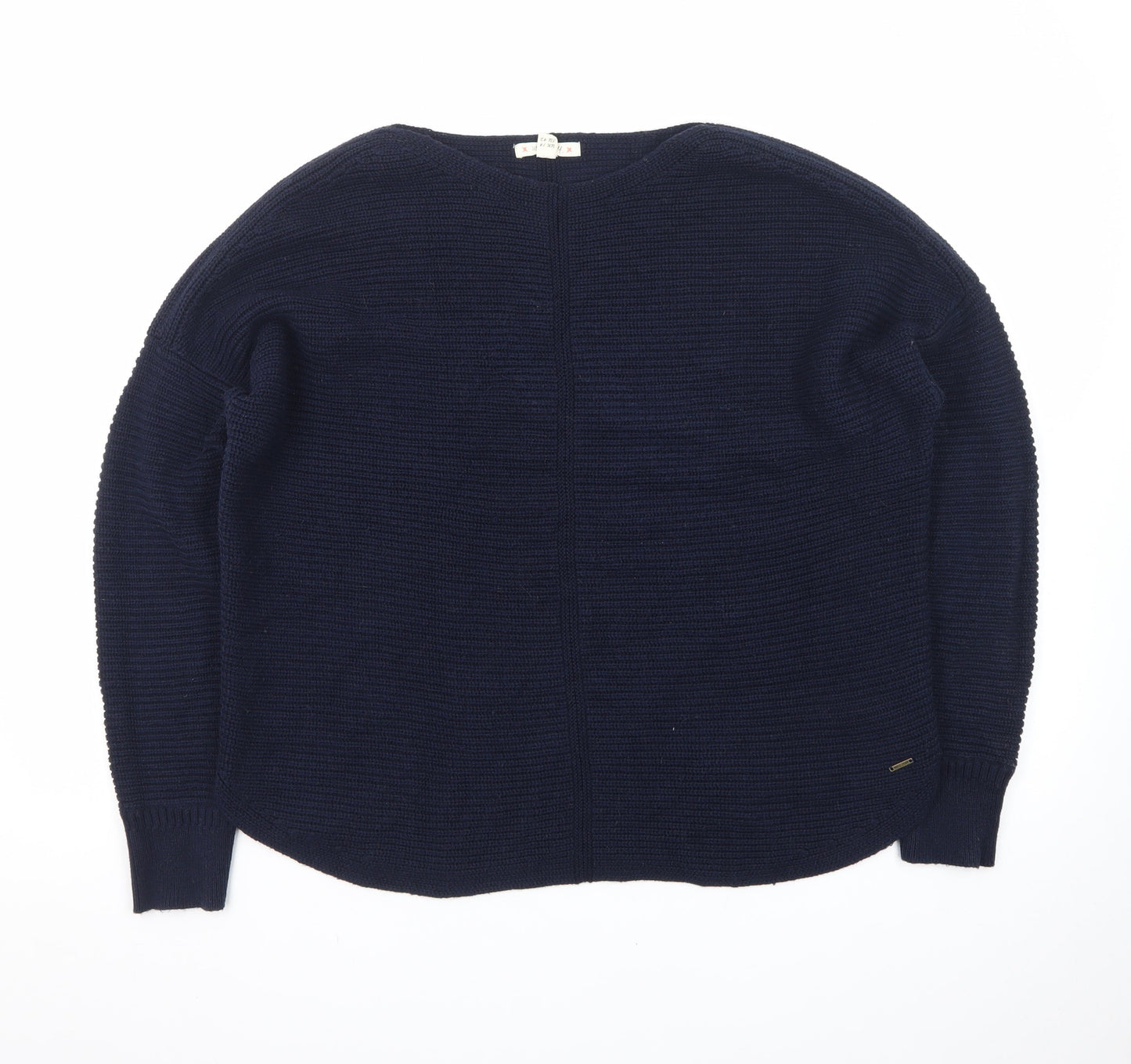 White Stuff Women Blue Cotton Knit Jumper UK 14 Relaxed Fit