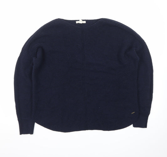 White Stuff Women Blue Cotton Knit Jumper UK 14 Relaxed Fit