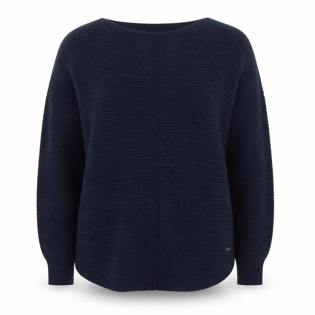 White Stuff Women Blue Cotton Knit Jumper UK 14 Relaxed Fit