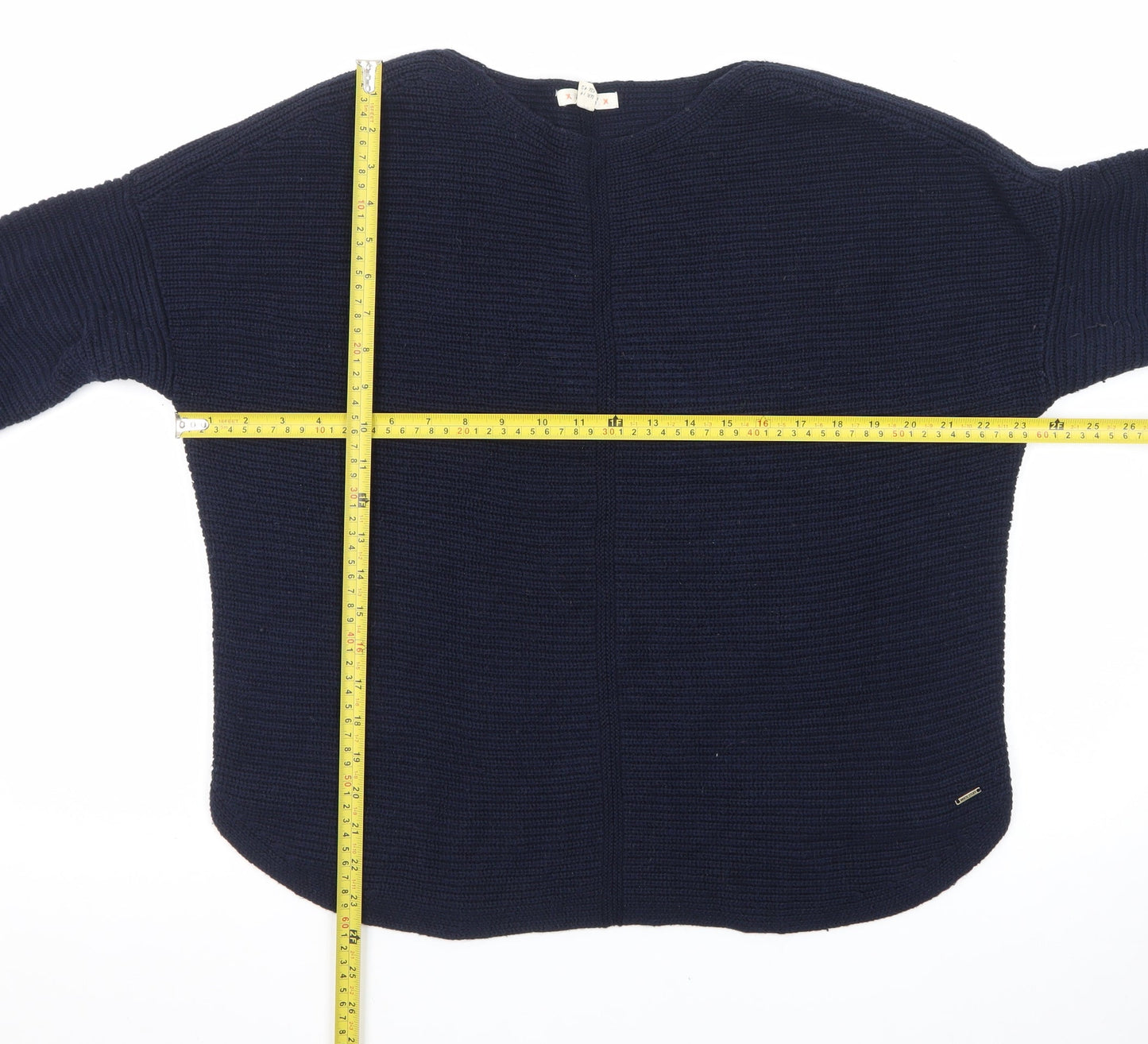 White Stuff Women Blue Cotton Knit Jumper UK 14 Relaxed Fit