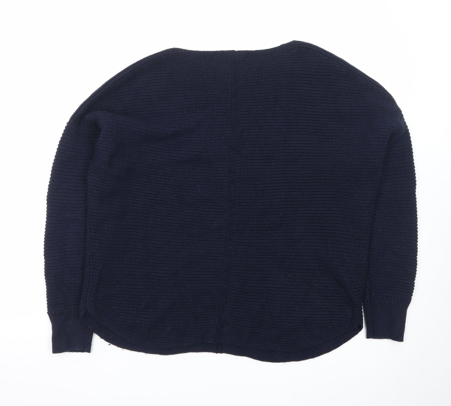 White Stuff Women Blue Cotton Knit Jumper UK 14 Relaxed Fit