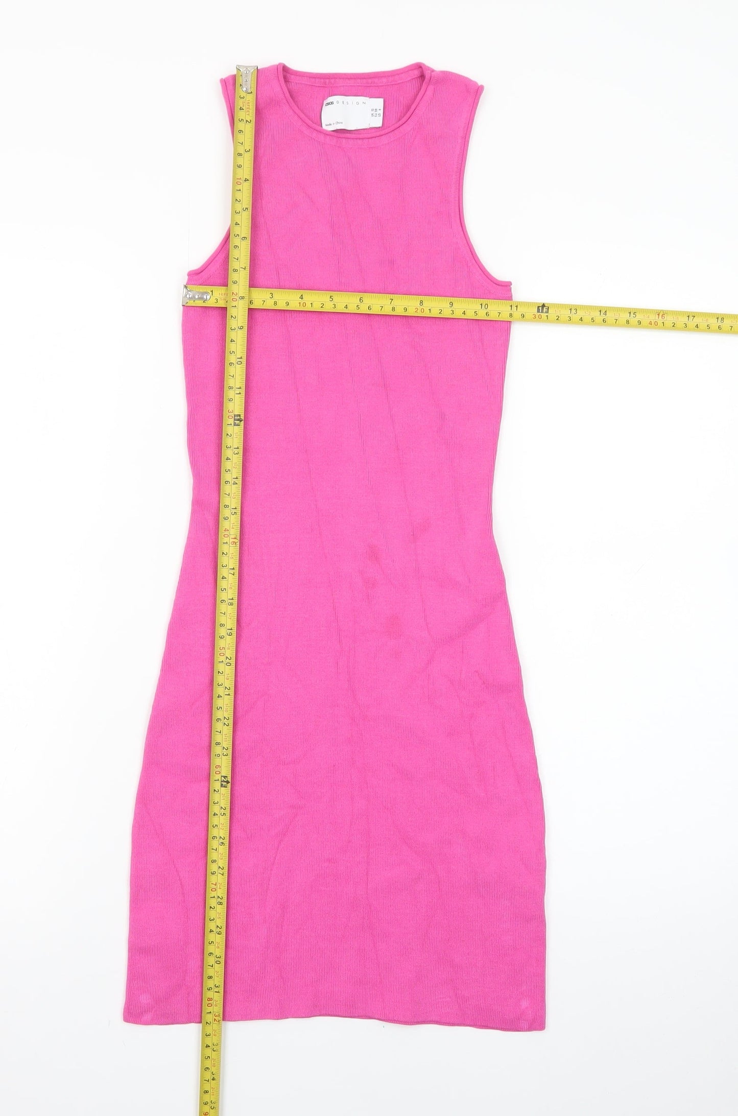 ASOS DESIGN Women Pink Sleeveless Bodycon Knit Dress Size 10