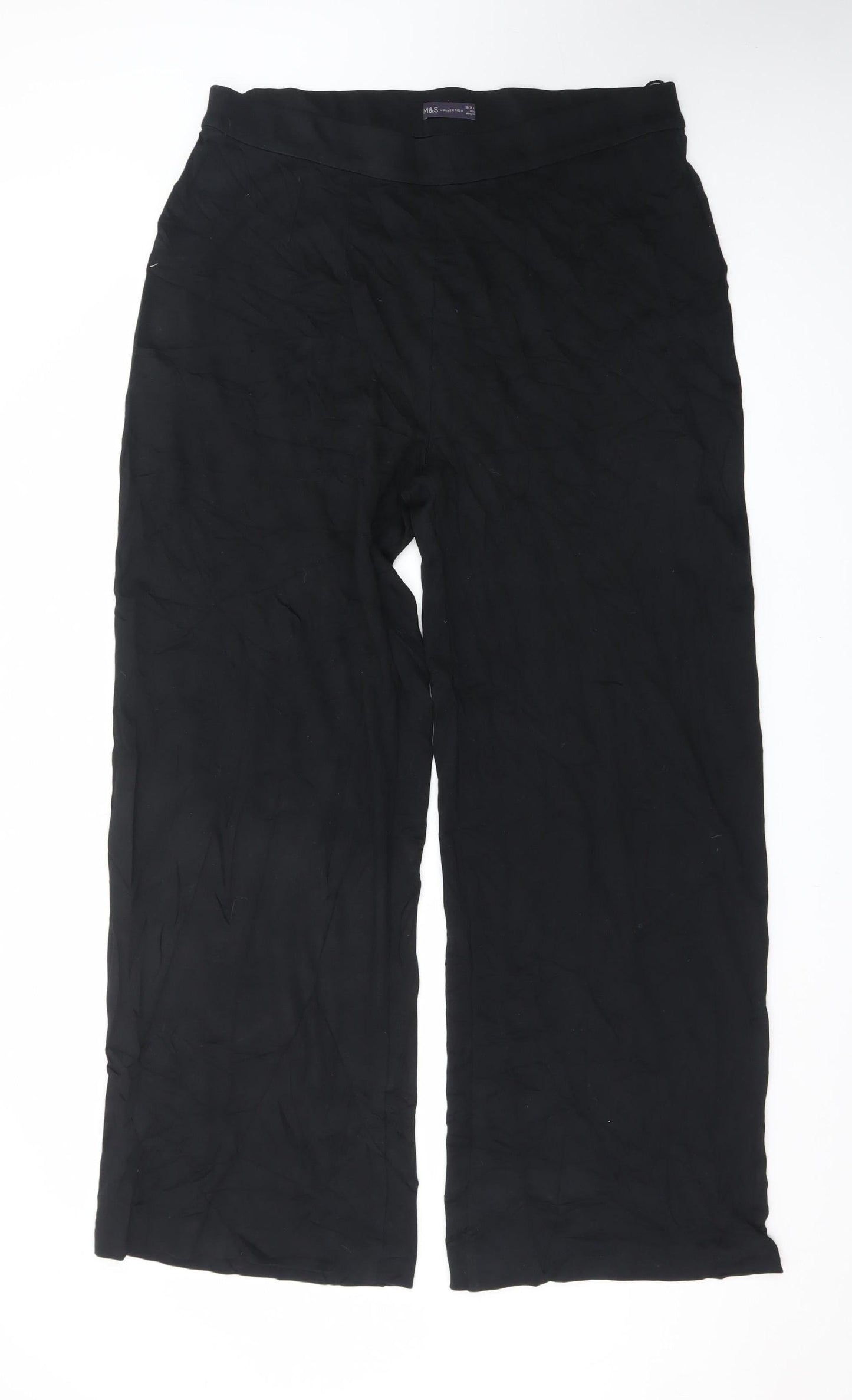 Marks and Spencer Women's Black Size 18 Wide-Leg Trousers