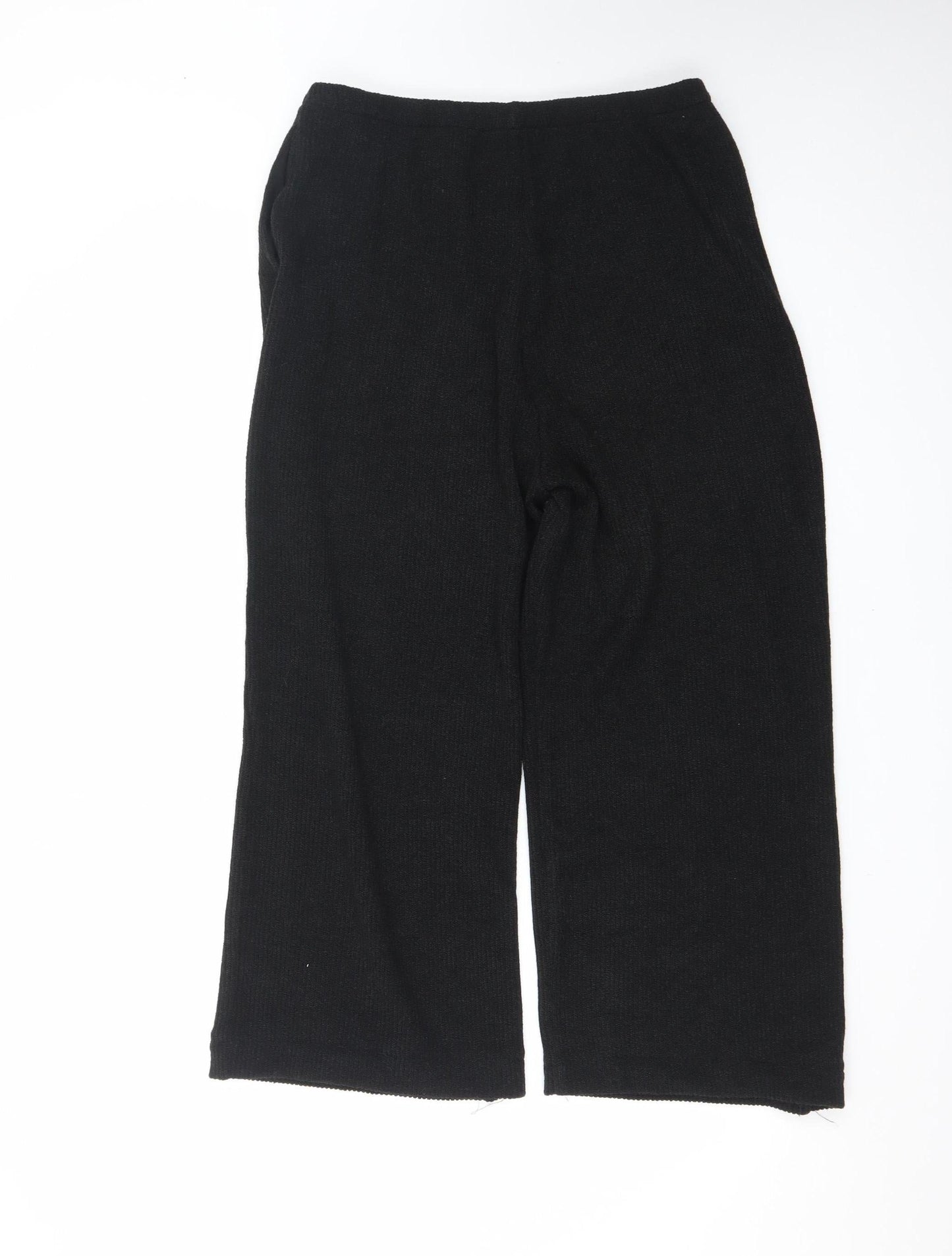 Marks and Spencer Women Black Size 12 Knit Wide-Leg Trousers