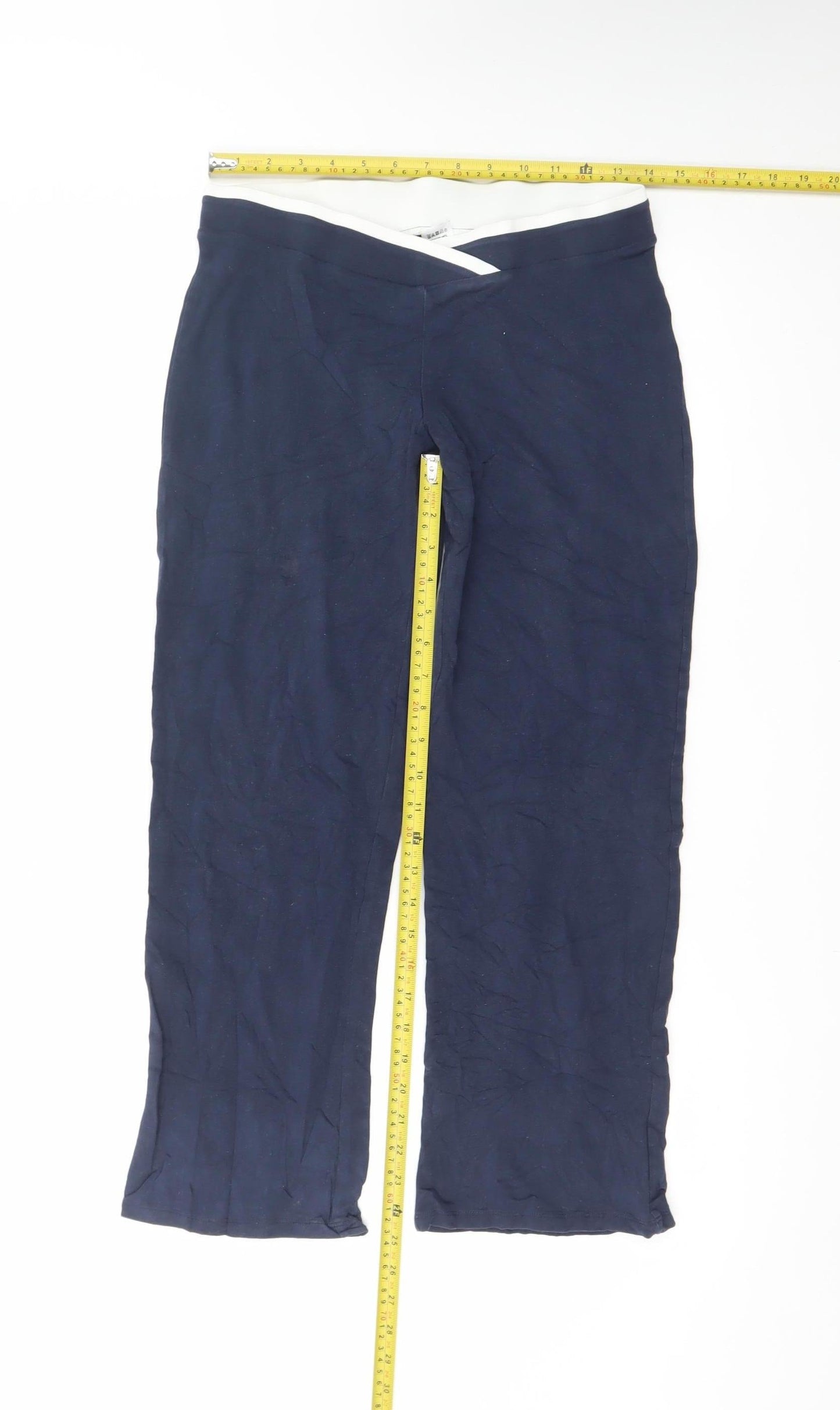 Marks and Spencer Women’s Blue Jersey Stretch Trousers UK 10 Short