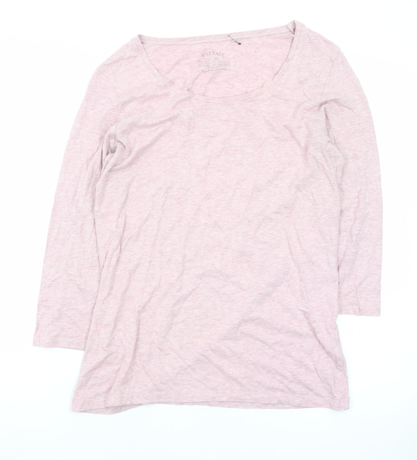 FatFace Women's Pink 3/4 Sleeve Cotton Jersey T-Shirt Size 12