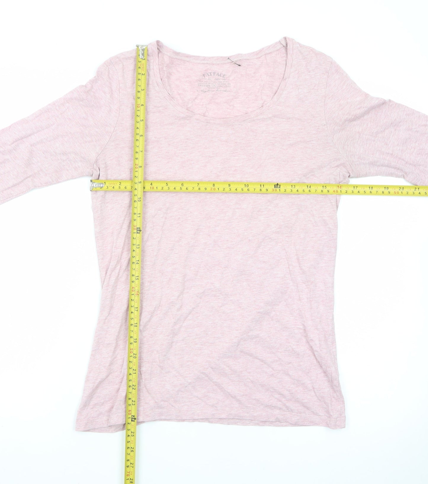 FatFace Women's Pink 3/4 Sleeve Cotton Jersey T-Shirt Size 12